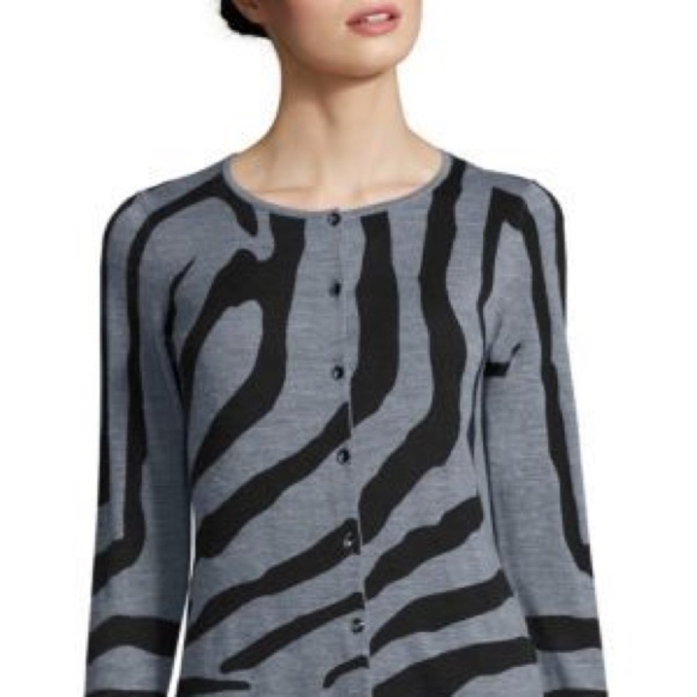 Escada Santira Virgin Wool Zebra Cardigan Sweater - Picture 1 of 4